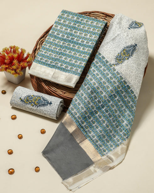 Exclusive Hand Block Print Maheshwari Silk Suit Set (MSL10)